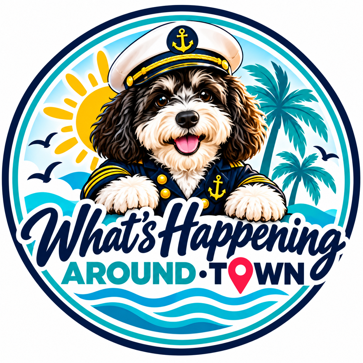 Captain Leonard What's Happening Around Town mascot logo