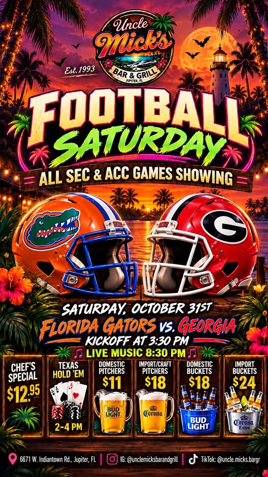 Uncle Mickβs Football Saturday and Halloween party flyer