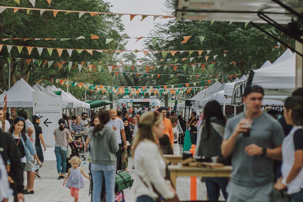 Visitors exploring an outdoor market